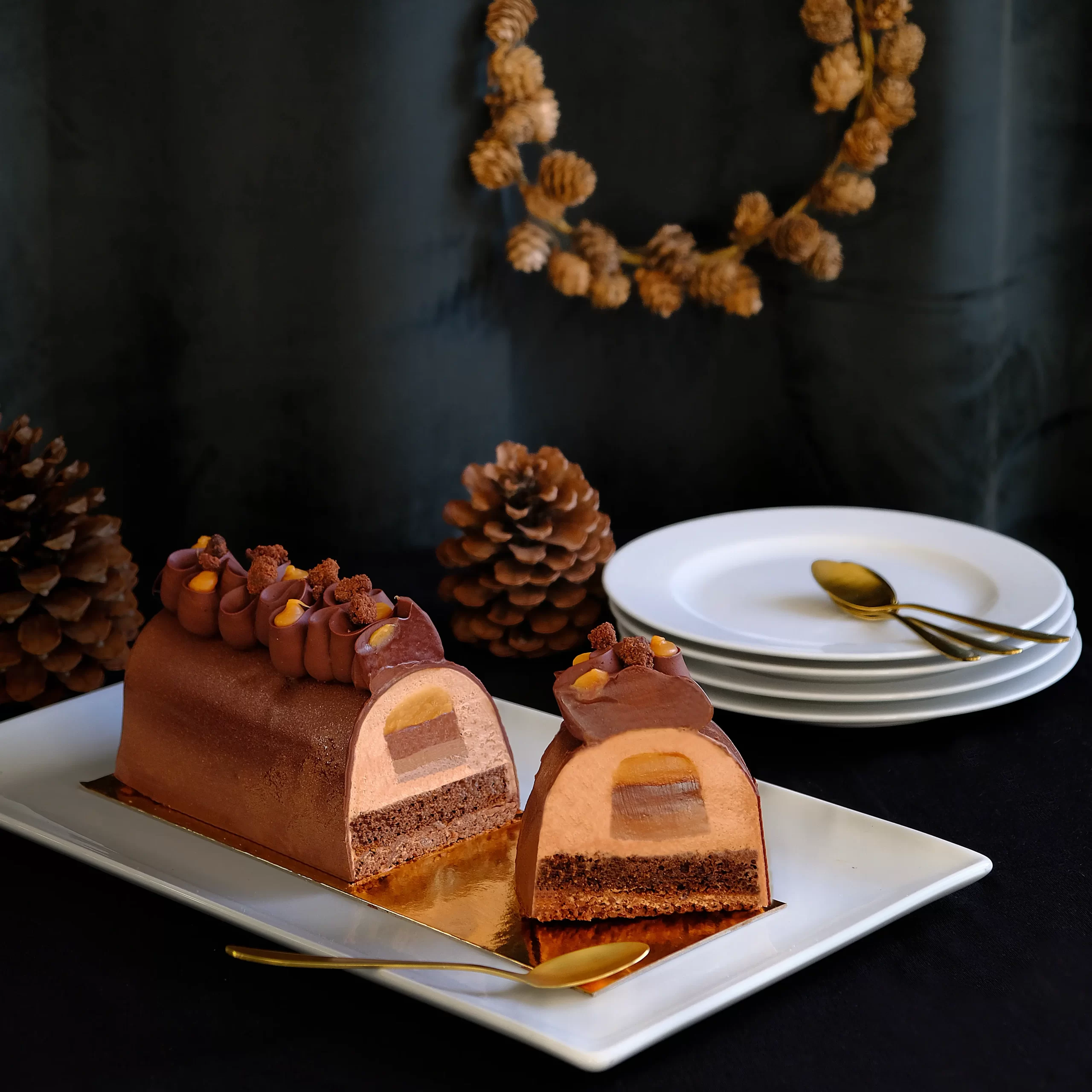 Bûche chocolat caramel beurre salé